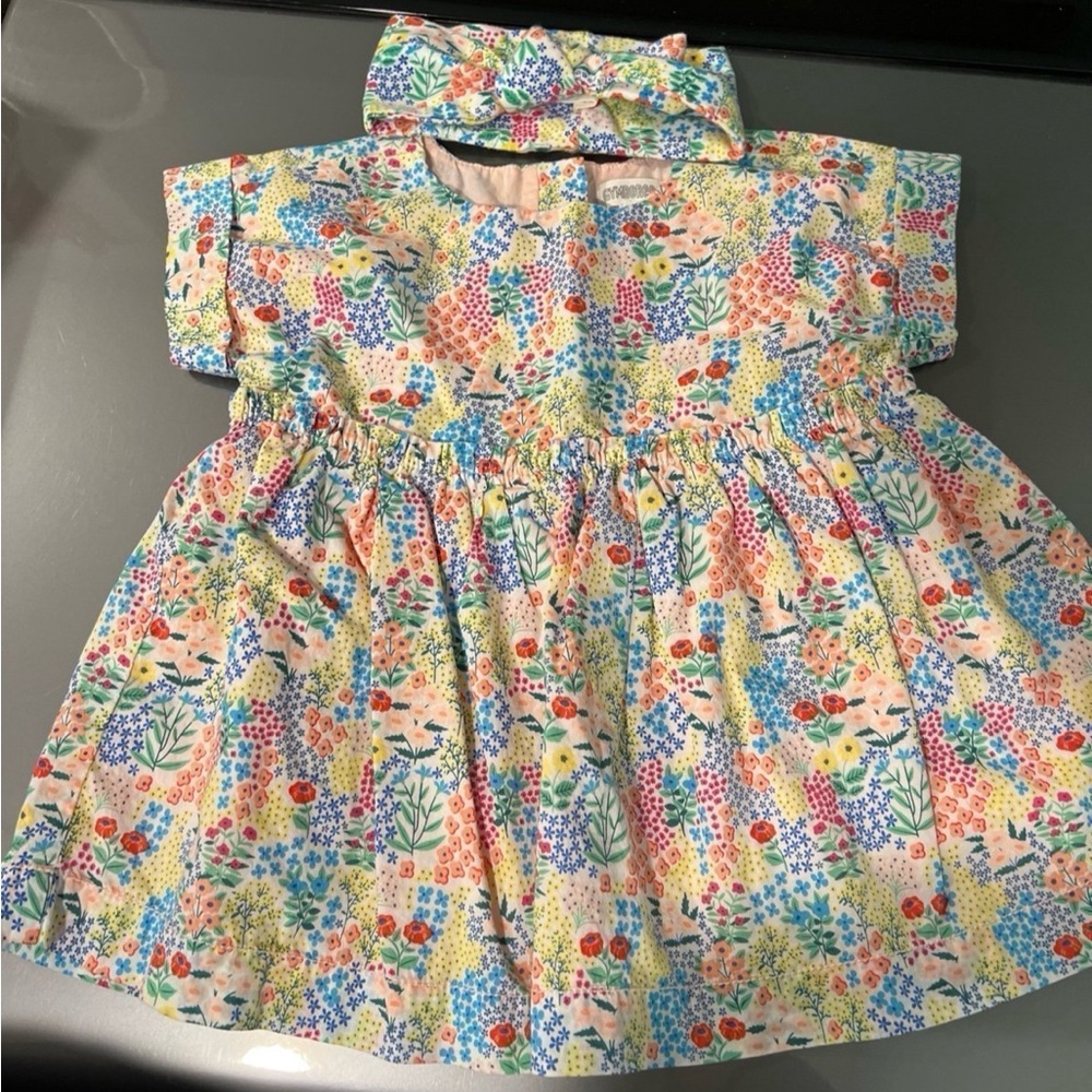 Gymboree floral top with matching headband 2T